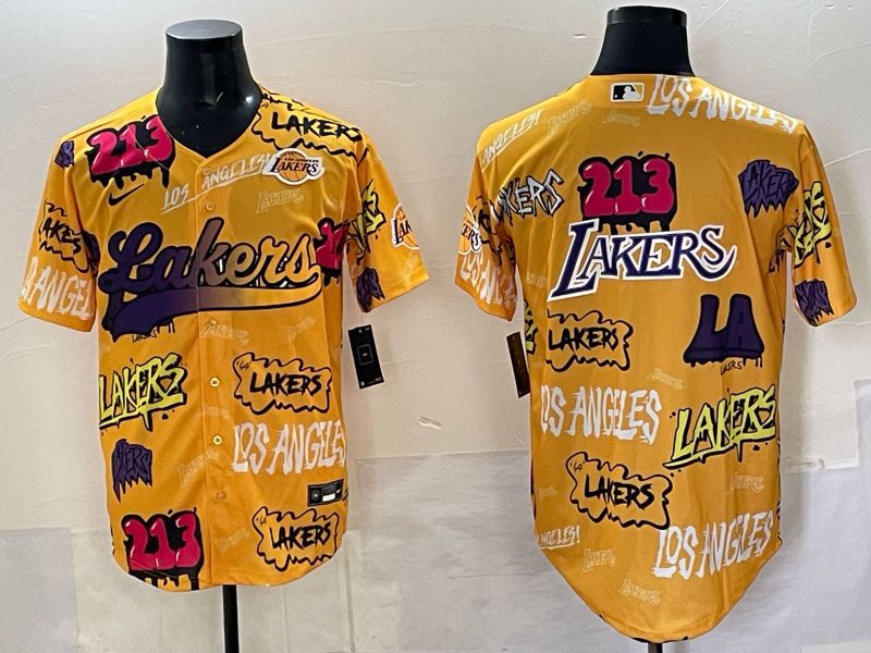 Men 2025 Los Angeles Lakers Blank Yellow NBA Nike jersey 08->youth mlb jersey->Youth Jersey